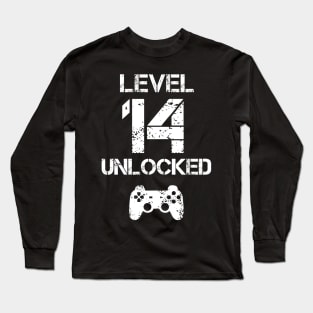 Level 14 Unlocked T-Shirt - 14th Birthday Gift Long Sleeve T-Shirt